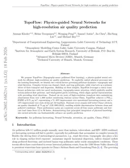 TopoFlow: Physics-guided Neural Networks for high-resolution air quality prediction