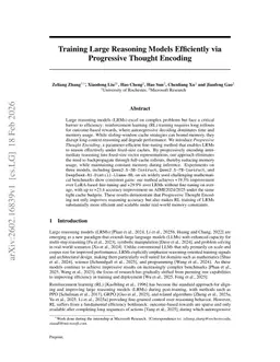 Training Large Reasoning Models Efficiently via Progressive Thought Encoding