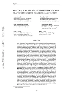 MALLVI: A Multi-Agent Framework for Integrated Generalized Robotics Manipulation