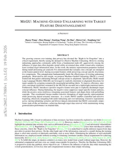 MeGU: Machine-Guided Unlearning with Target Feature Disentanglement