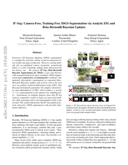 B$^3$-Seg: Camera-Free, Training-Free 3DGS Segmentation via Analytic EIG and Beta-Bernoulli Bayesian Updates