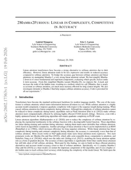 2Mamba2Furious: Linear in Complexity, Competitive in Accuracy