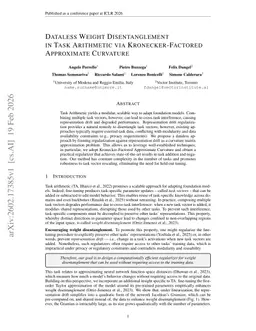 Dataless Weight Disentanglement in Task Arithmetic via Kronecker-Factored Approximate Curvature
