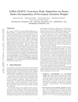 LORA-CRAFT: Cross-layer Rank Adaptation via Frozen Tucker Decomposition of Pre-trained Attention Weights