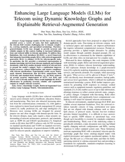 Enhancing Large Language Models (LLMs) for Telecom using Dynamic Knowledge Graphs and Explainable Retrieval-Augmented Generation