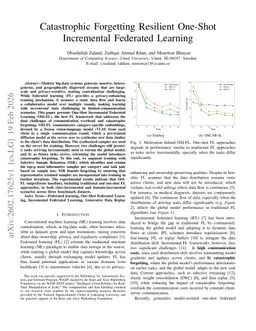 Catastrophic Forgetting Resilient One-Shot Incremental Federated Learning