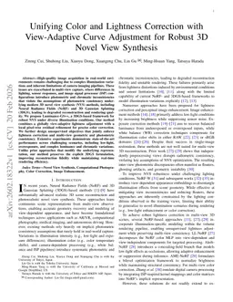 Unifying Color and Lightness Correction with View-Adaptive Curve Adjustment for Robust 3D Novel View Synthesis