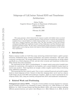 Subgroups of $U(d)$ Induce Natural RNN and Transformer Architectures