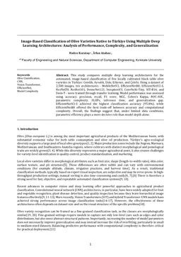 Image-Based Classification of Olive Varieties Native to Turkiye Using Multiple Deep Learning Architectures: Analysis of Performance, Complexity, and Generalization