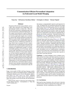 Communication-Efficient Personalized Adaptation via Federated-Local Model Merging