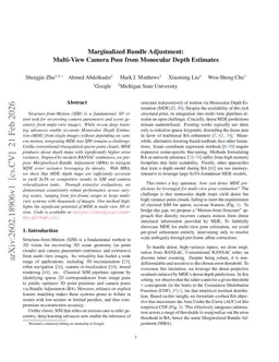 Marginalized Bundle Adjustment: Multi-View Camera Pose from Monocular Depth Estimates