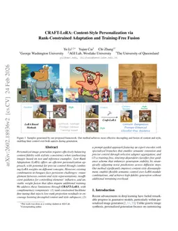 CRAFT-LoRA: Content-Style Personalization via Rank-Constrained Adaptation and Training-Free Fusion