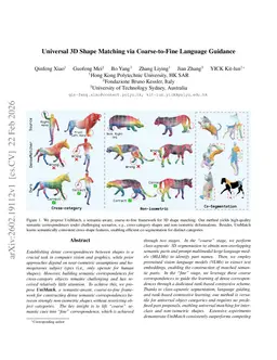 Universal 3D Shape Matching via Coarse-to-Fine Language Guidance