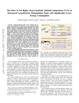 The Price Is Not Right: Neuro-Symbolic Methods Outperform VLAs on Structured Long-Horizon Manipulation Tasks with Significantly Lower Energy Consumption
