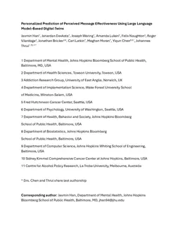 Personalized Prediction of Perceived Message Effectiveness Using Large Language Model Based Digital Twins