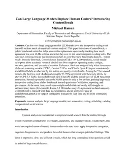 Can Large Language Models Replace Human Coders? Introducing ContentBench