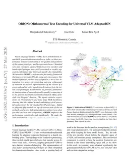 ORION: ORthonormal Text Encoding for Universal VLM AdaptatION