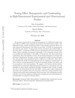 Testing Effect Homogeneity and Confounding in High-Dimensional Experimental and Observational Studies