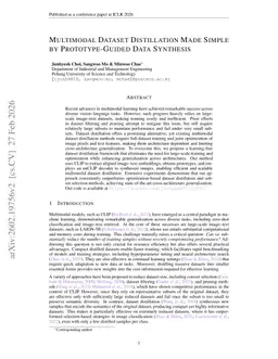 Multimodal Dataset Distillation Made Simple by Prototype-Guided Data Synthesis