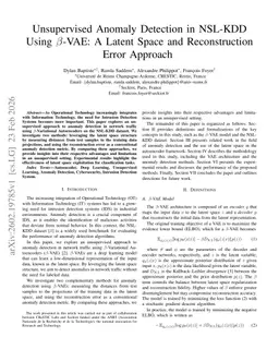 Unsupervised Anomaly Detection in NSL-KDD Using $β$-VAE: A Latent Space and Reconstruction Error Approach