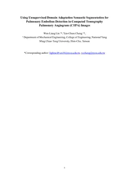 Using Unsupervised Domain Adaptation Semantic Segmentation for Pulmonary Embolism Detection in Computed Tomography Pulmonary Angiogram (CTPA) Images