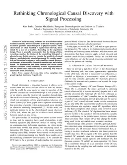 Rethinking Chronological Causal Discovery with Signal Processing