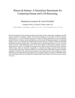 Watson & Holmes: A Naturalistic Benchmark for Comparing Human and LLM Reasoning