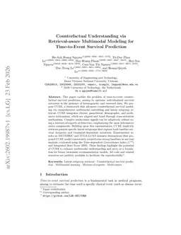 Counterfactual Understanding via Retrieval-aware Multimodal Modeling for Time-to-Event Survival Prediction