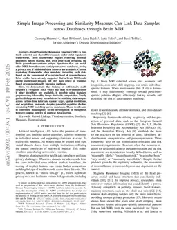 Simple Image Processing and Similarity Measures Can Link Data Samples across Databases through Brain MRI