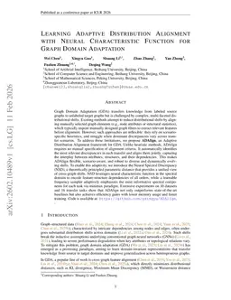 Learning Adaptive Distribution Alignment with Neural Characteristic Function for Graph Domain Adaptation