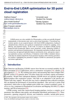 End-to-End LiDAR optimization for 3D point cloud registration