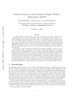 Statistical Inference and Learning for Shapley Additive Explanations (SHAP)
