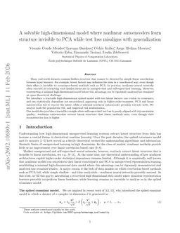 A solvable high-dimensional model where nonlinear autoencoders learn structure invisible to PCA while test loss misaligns with generalization