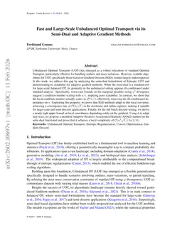 Fast and Large-Scale Unbalanced Optimal Transport via its Semi-Dual and Adaptive Gradient Methods