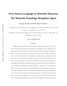 From Natural Language to Materials Discovery:The Materials Knowledge Navigation Agent