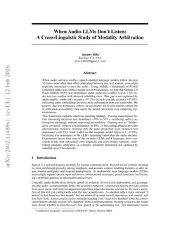 When Audio-LLMs Don't Listen: A Cross-Linguistic Study of Modality Arbitration