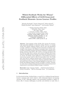 Which Feedback Works for Whom? Differential Effects of LLM-Generated Feedback Elements Across Learner Profiles
