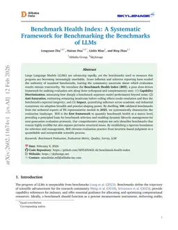 Benchmark Health Index: A Systematic Framework for Benchmarking the Benchmarks of LLMs