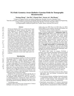 TG-Field: Geometry-Aware Radiative Gaussian Fields for Tomographic Reconstruction