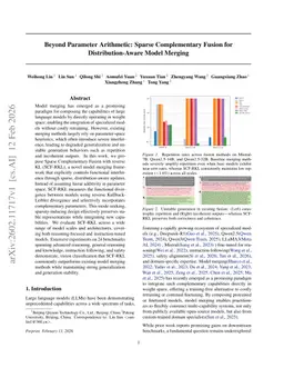 Beyond Parameter Arithmetic: Sparse Complementary Fusion for Distribution-Aware Model Merging