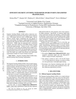 Efficient Segment Anything with Depth-Aware Fusion and Limited Training Data