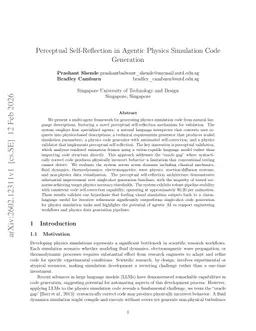 Perceptual Self-Reflection in Agentic Physics Simulation Code Generation