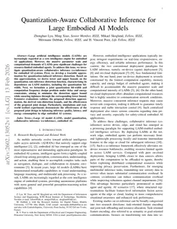 Quantization-Aware Collaborative Inference for Large Embodied AI Models