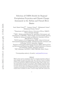 Selection of CMIP6 Models for Regional Precipitation Projection and Climate Change Assessment in the Jhelum and Chenab River Basins