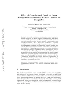 Effect of Convolutional Depth on Image Recognition Performance: VGG vs. ResNet vs. GoogLeNet