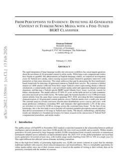 From Perceptions To Evidence: Detecting AI-Generated Content In Turkish News Media With A Fine-Tuned Bert Classifier