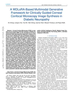 A WDLoRA-Based Multimodal Generative Framework for Clinically Guided Corneal Confocal Microscopy Image Synthesis in Diabetic Neuropathy