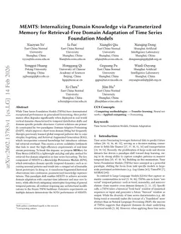 MEMTS: Internalizing Domain Knowledge via Parameterized Memory for Retrieval-Free Domain Adaptation of Time Series Foundation Models