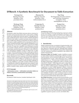 DTBench: A Synthetic Benchmark for Document-to-Table Extraction