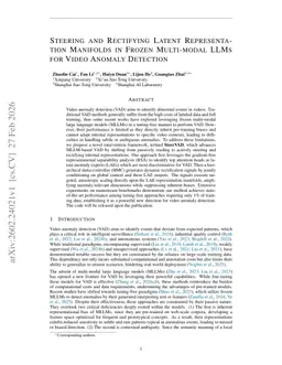 Steering and Rectifying Latent Representation Manifolds in Frozen Multi-modal LLMs for Video Anomaly Detection
